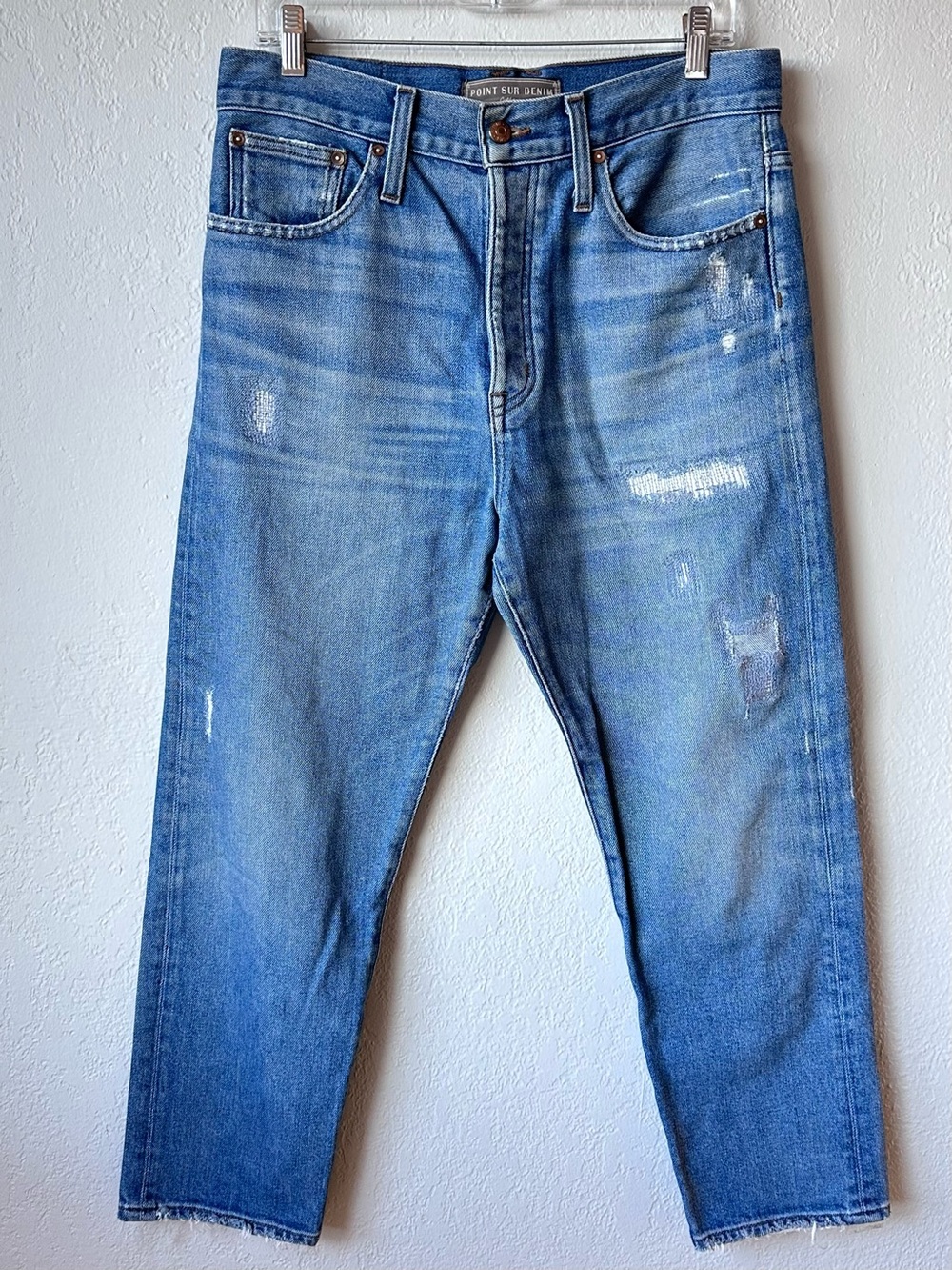 J. Crew Point Sur Denim Distressed Straight Leg Jeans